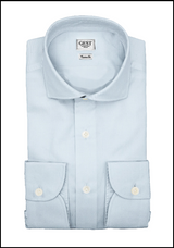 Camicia Business Cotone Zeus Bianca/Azzurra - Dettaglio Tessuto - Gest Cotone Italiano - Camicia Premium — Camicia Gest