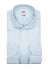 Camicia Needle Azzurra A Quadri - Vista Completa - Camicie di Cotone Italiano - Gest — Camicia Gest