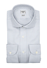 Camicia Cotone Zephir a Quadretti Azzurro - Vista Completa - Camicie di Cotone Italiano - Gest — Camicia Gest