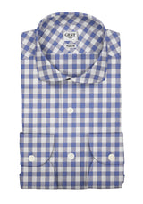 Camicia Cotone Zephir a Quadri Blu Notte - Vista Completa - Camicie di Cotone Italiano - Gest — Camicia Gest