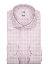 Camicia Cotone Zephir a Quadri Rosa - Vista Completa - Camicie di Cotone Italiano - Gest — Camicia Gest
