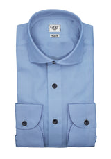 Camicia Comfort TP2 Stretch Popeline Blu Reale - Vista Completa - Camicie di Cotone Italiano - Gest — Camicia Gest