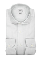 Camicia Air 100 Cotone Popeline Bianca a Righe Beige - Vista Completa - Camicie di Cotone Italiano - Gest — Camicia Gest
