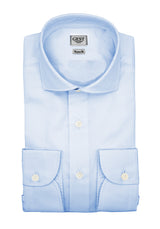 Camicia Super Piumino In Pregiato Cotone Egiziano Giza 87 Azzurra - Vista Completa - Camicie di Cotone Italiano - Gest — Camicia Gest