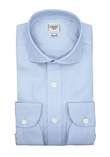 Camicia Super Piumino In Pregiato Cotone Egiziano Giza 87 A Righe - Vista Completa - Camicie di Cotone Italiano - Gest — Camicia Gest
