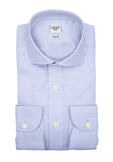 Camicia Business Popeline 120 Azzurra Con Righe Bianche - Vista Completa - Camicie di Cotone Italiano - Gest — Camicia Gest