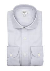 Camicia Popeline 120 Azzurra con Righe Bianche - Vista Completa - Camicie di Cotone Italiano - Gest — Camicia Gest