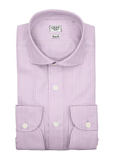 Camicia Popeline 120 Viola con Righe - Vista Completa - Camicie di Cotone Italiano - Gest — Camicia Gest
