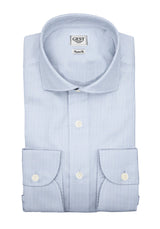 Camicia Piumino In Pregiato Cotone Egiziano Giza 87 Azzurra A Quadri - Vista Completa - Camicie di Cotone Italiano - Gest — Camicia Gest