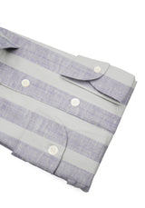 Camicia Cotone Chambray a Righe Azzurro e Blu - Dettaglio Tessuto - Acquisto Camicie Online - Gest — Camicia Gest