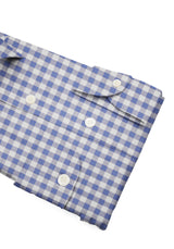 Camicia Cotone Zephir a Quadri Blu Notte - Dettaglio Tessuto - Acquisto Camicie Online - Gest — Camicia Gest