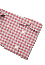 Camicia Cotone Zephir a Quadri Rosso - Dettaglio Tessuto - Acquisto Camicie Online - Gest — Camicia Gest