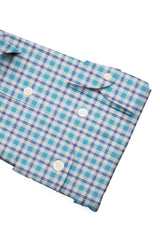 Camicia Cotone Zephir a Quadri Azzurro Blu - Dettaglio Tessuto - Acquisto Camicie Online - Gest — Camicia Gest