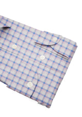 Camicia Cotone Zephir a Quadretti Azzurro Rosa - Dettaglio Tessuto - Acquisto Camicie Online - Gest — Camicia Gest