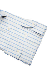 Camicia Cotone Chambray Super a Righe Azzurro e Blu - Dettaglio Tessuto - Acquisto Camicie Online - Gest — Camicia Gest
