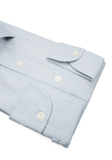 Camicia Piumino In Pregiato Cotone Egiziano Giza 87 Azzura con Righe - Dettaglio Tessuto - Acquisto Camicie Online - Gest — Camicia Gest