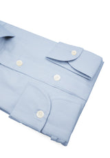Camicia Super Piumino in Pregiato Cotone Egiziano Giza 87 Azzurra Con Righe Bianche - Dettaglio Tessuto - Acquisto Camicie... — Camicia Gest