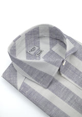 Camicia Cotone Chambray a Righe Azzurro e Blu - Vista Frontale - Camicia Cotone Italiano - Gest Camiceria Online — Camicia Gest