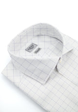 Camicia Business Opera Cotone Bouclé 2 Righe a Quadri Azzurro e Blu - Vista Frontale - Camicia Cotone Italiano - Gest Cami... — Camicia Gest