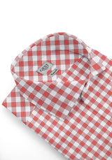 Camicia Cotone Zephir a Quadri Rosso - Vista Frontale - Camicia Cotone Italiano - Gest Camiceria Online — Camicia Gest