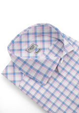 Camicia Cotone Zephir a Quadretti Azzurro Rosa - Vista Frontale - Camicia Cotone Italiano - Gest Camiceria Online — Camicia Gest