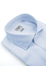 Camicia Super Piumino In Pregiato Cotone Egiziano Giza 87 Azzurra - Vista Frontale - Camicia Cotone Italiano - Gest Camice... — Camicia Gest