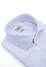 Camicia Business Popeline 120 Azzurra Con Righe Bianche - Vista Frontale - Camicia Cotone Italiano - Gest Camiceria Online — Camicia Gest