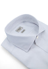 Camicia Popeline 120 Azzurra Con Righe - Vista Frontale - Camicia Cotone Italiano - Gest Camiceria Online — Camicia Gest