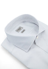 Camicia Piumino in Pregiato Cotone egiziano Giza 87 Azzurra A Quadri - Vista Frontale - Camicia Cotone Italiano - Gest Cam... — Camicia Gest