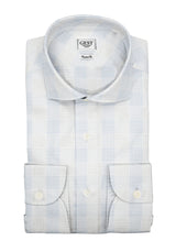 Camicia Duke Cotone Bouclé a Quadri Azzurro e Blu - Vista Completa - Camicie di Cotone Italiano - Gest — Camicia Gest