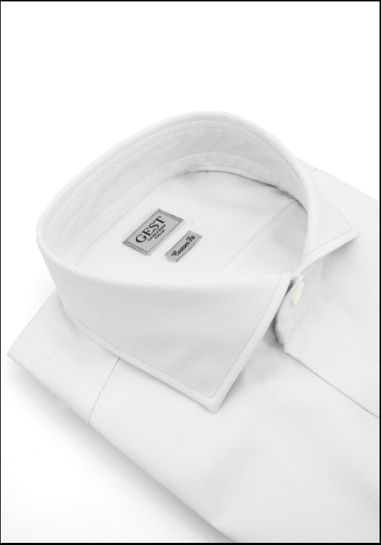 Camicia Business Cotone Zeus Bianca/Azzurra - Vista Frontale - Camicia Cotone Italiano - Gest Camiceria Online — Camicia Gest