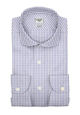 Camicia Popeline 100 Cotone a Quadri Azzurra - Vista Completa - Camicie di Cotone Italiano - Gest — Camicia Gest