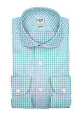 Camicia Cotone Zephir a Quadretti Celeste - Vista Completa - Camicie di Cotone Italiano - Gest — Camicia Gest