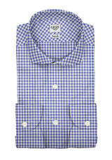 Camicia Cotone Zephir a Quadretti Blu Notte - Vista Completa - Camicie di Cotone Italiano - Gest — Camicia Gest