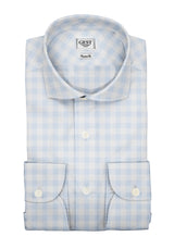 Camicia Cotone Zephir a Quadri Azzurro - Vista Completa - Camicie di Cotone Italiano - Gest — Camicia Gest