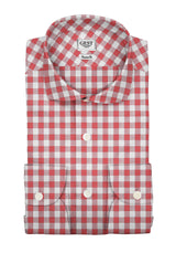 Camicia Cotone Zephir a Quadri Rosso - Vista Completa - Camicie di Cotone Italiano - Gest — Camicia Gest