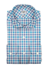 Camicia Cotone Zephir a Quadri Azzurro Blu - Vista Completa - Camicie di Cotone Italiano - Gest — Camicia Gest