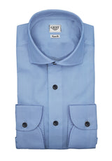 Camicia Business Comfort TP2 Stretch Popeline Blu Reale - Vista Completa - Camicie di Cotone Italiano - Gest — Camicia Gest