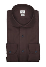 Camicia Business Comfort TP2 Stretch Popeline Marrone Mogano - Vista Completa - Camicie di Cotone Italiano - Gest — Camicia Gest