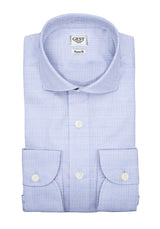 Camicia Popeline 120 Azzurra Con Righe Bianche - Vista Completa - Camicie di Cotone Italiano - Gest — Camicia Gest