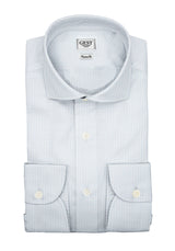 Camicia Piumino in Pregiato Cotone egiziano Giza 87 Azzurra A Quadri - Vista Completa - Camicie di Cotone Italiano - Gest — Camicia Gest