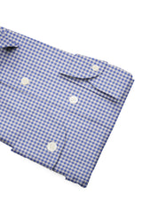 Camicia Cotone Zephir a Quadretti Blu Notte - Dettaglio Tessuto - Acquisto Camicie Online - Gest — Camicia Gest