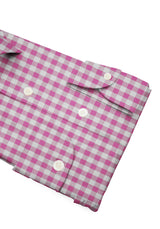 Camicia Cotone Zephir a Quadri Viola - Dettaglio Tessuto - Acquisto Camicie Online - Gest — Camicia Gest