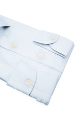 Camicia Piumino In Pregiato Cotone Egiziano Blu Alice - Dettaglio Tessuto - Acquisto Camicie Online - Gest — Camicia Gest