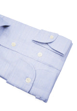 Camicia Popeline 120 Azzurra Con Righe Bianche - Dettaglio Tessuto - Acquisto Camicie Online - Gest — Camicia Gest