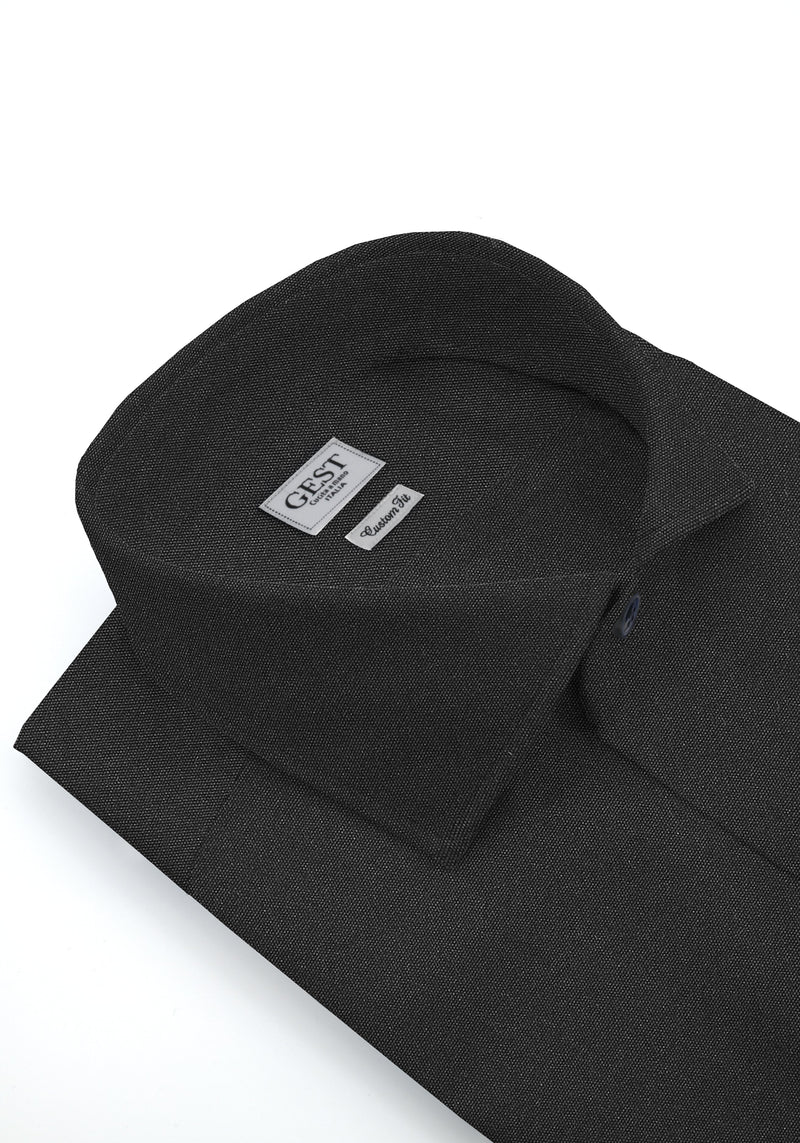 Camicia Business Comfort TP2 Stretch Popeline Nera Grafite - Vista Frontale - Camicia Cotone Italiano - Gest Camiceria Online — Camicia Gest