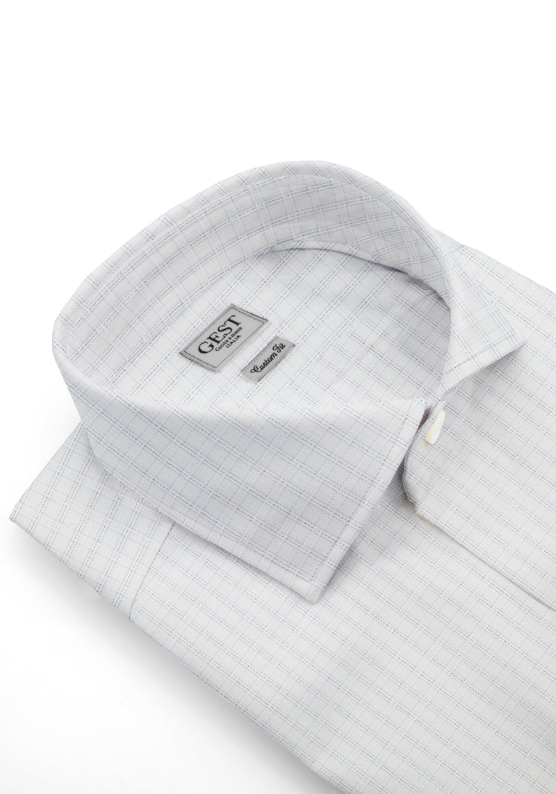 Camicia Needle Azzurra A Quadri - Vista Frontale - Camicia Cotone Italiano - Gest Camiceria Online — Camicia Gest
