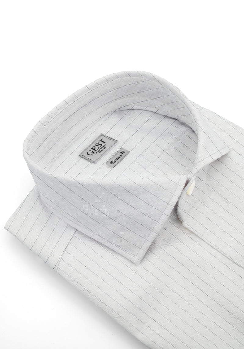 Camicia Needle Bianca A Quadri - Vista Frontale - Camicia Cotone Italiano - Gest Camiceria Online — Camicia Gest
