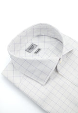 Camicia Opera Cotone Bouclé 2 Righe a Quadri Azzurro e Blu - Vista Frontale - Camicia Cotone Italiano - Gest Camiceria Online — Camicia Gest