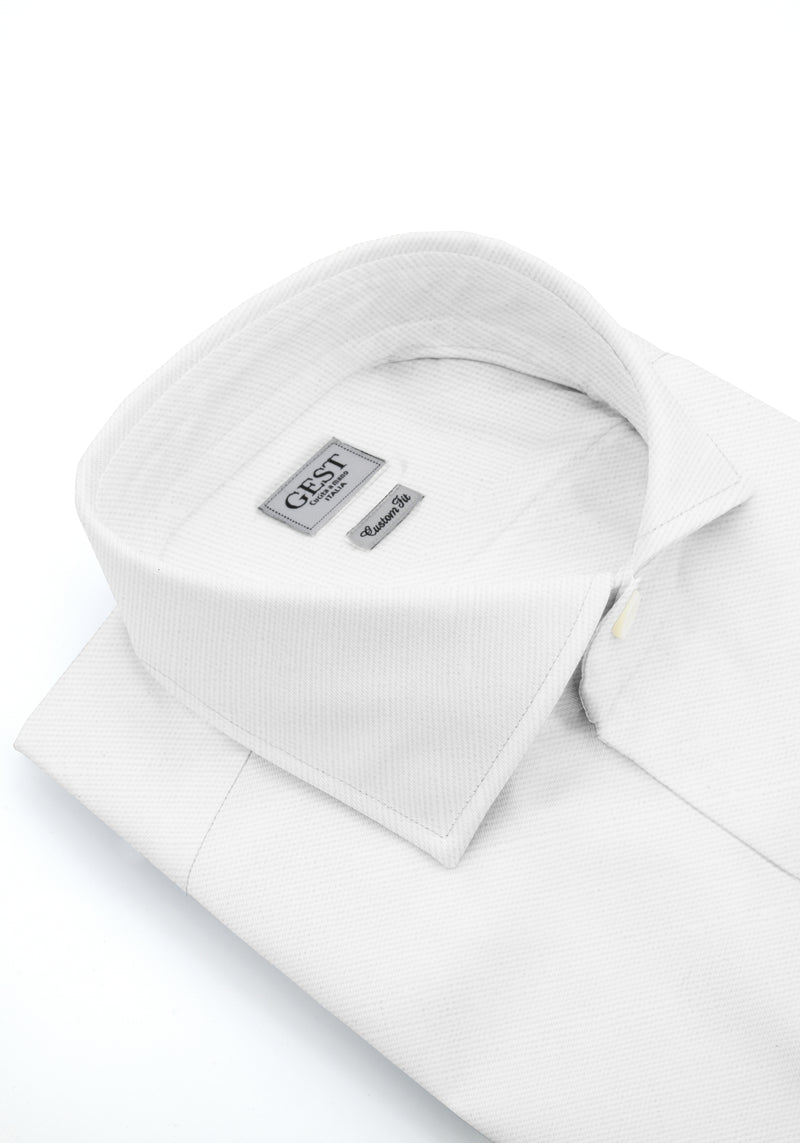 Camicia Teti in Misto Lino Bianca - Vista Frontale - Camicia Cotone Italiano - Gest Camiceria Online — Camicia Gest